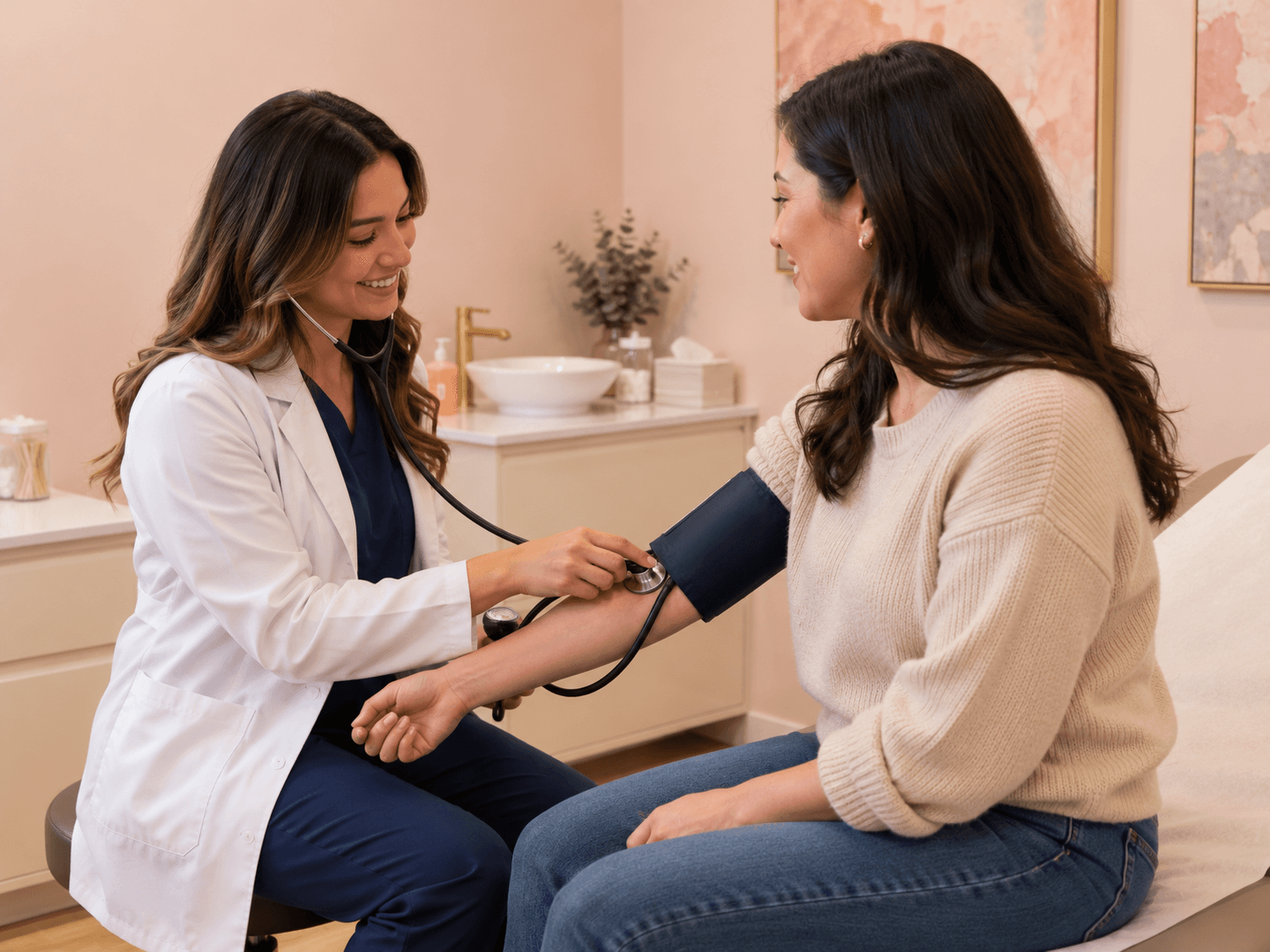 Anna Health family medicine provider checking a patient's blood pressure