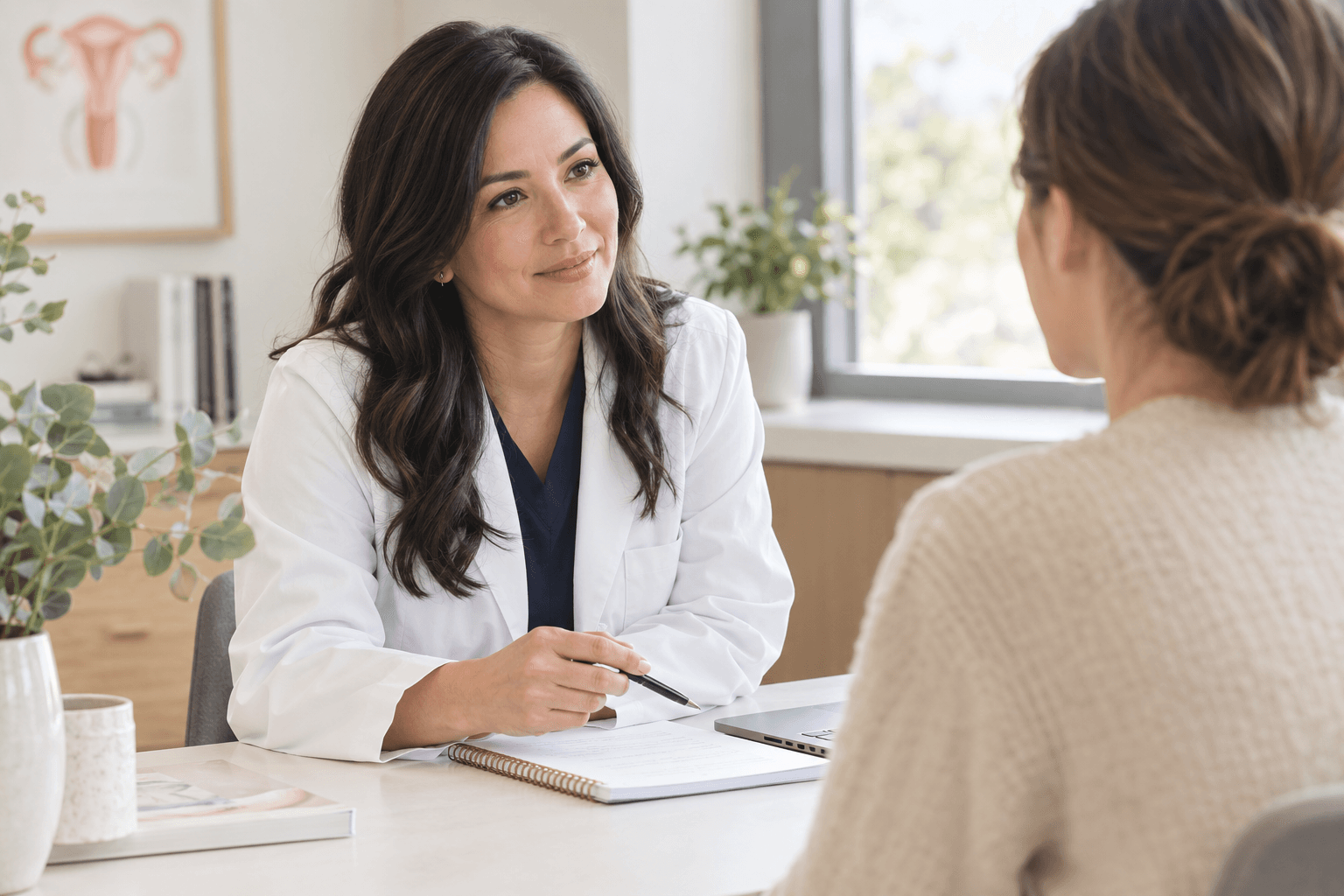 Patient discussing fertility evaluation and testing with a healthcare provider