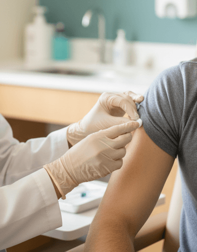 Nurse preparing a routine vaccination